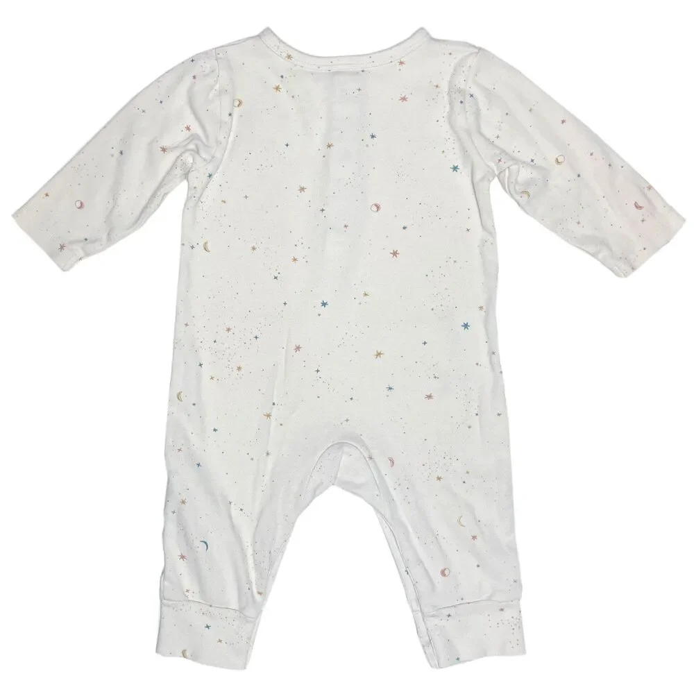 Pehr Henley Patch Pocket Romper Size 6-12 Months Celestial Print Organic Cotton